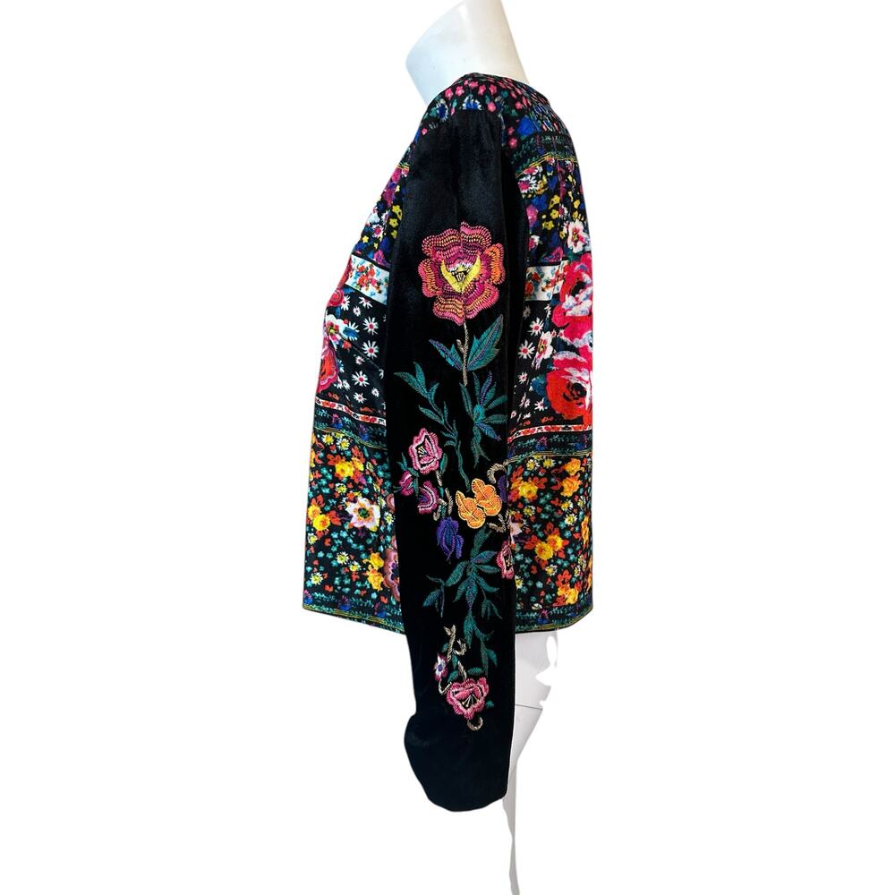 Ruby Yaya Women's Romero Boston Proper Floral Embroidered Velvet Jacket sz S - Picture 6 of 13